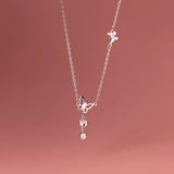 Sterling Silver Crystal Butterfly Choker Necklace Pendant 14K Plated