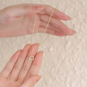 S925 Silver Crystal Circle Choker Necklace Pendant 14K Plated Women Gift