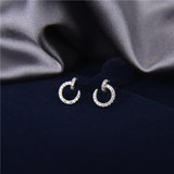 S925 Crystal Letter C Stud Earrings Wedding Party Jewelry Gift