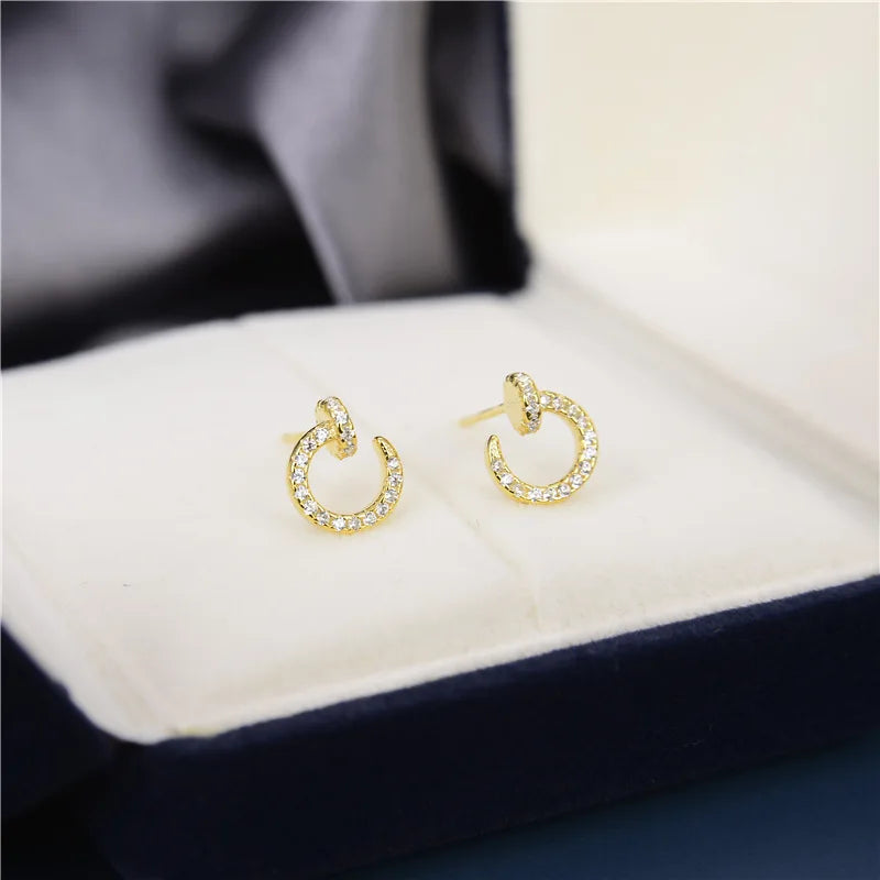 S925 Crystal Letter C Stud Earrings Wedding Party Jewelry Gift