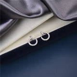 S925 Crystal Letter C Stud Earrings Wedding Party Jewelry Gift