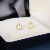S925 Crystal Letter C Stud Earrings Wedding Party Jewelry Gift