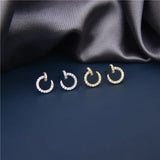 S925 Crystal Letter C Stud Earrings Wedding Party Jewelry Gift