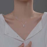 Sterling Silver Crystal Rose Flower Choker Necklace Pendant 14K Plated