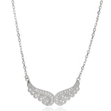 Sterling Silver CZ Angel Wings Pendant Necklace Women 925 Silver Clavicle Chain