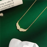 Sterling Silver CZ Angel Wings Pendant Necklace Women 925 Silver Clavicle Chain