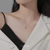 Sterling Silver CZ Rose Flower Pendant Necklace