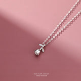 Sterling Silver CZ Rose Flower Pendant Necklace
