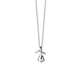 Sterling Silver CZ Rose Flower Pendant Necklace