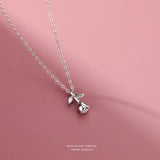 Sterling Silver CZ Rose Flower Pendant Necklace