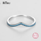 925 Silver Turquoise V Shape Stacking Ring Vintage Jewelry