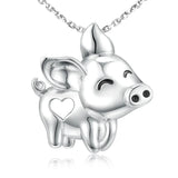 S925 Sterling Silver Flying Pig Pendant Necklace for Women