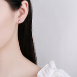 S925 Silver Rabbit Carrot Stud Earrings Crystal