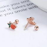 S925 Silver Rabbit Carrot Stud Earrings Crystal