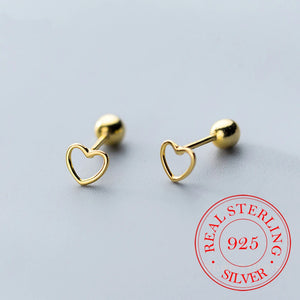 Sterling Silver Heart Stud Earrings 14K Plated Ear Wedding Party Jewelry Gift
