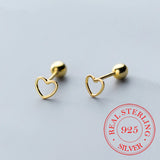 Sterling Silver Heart Stud Earrings 14K Plated Ear Wedding Party Jewelry Gift