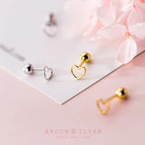 Sterling Silver Heart Stud Earrings 14K Plated Ear Wedding Party Jewelry Gift