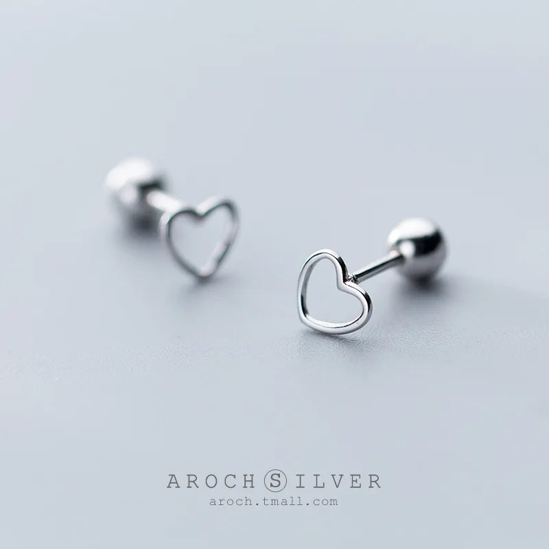 Sterling Silver Heart Stud Earrings 14K Plated Ear Wedding Party Jewelry Gift