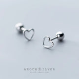 Sterling Silver Heart Stud Earrings 14K Plated Ear Wedding Party Jewelry Gift