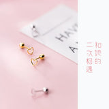Sterling Silver Heart Stud Earrings 14K Plated Ear Wedding Party Jewelry Gift