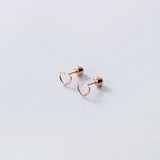 Sterling Silver Heart Stud Earrings 14K Plated Ear Wedding Party Jewelry Gift