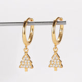 S925 Sterling Silver Tree Shape Hoop Earrings for Women Girls Christmas Earrings