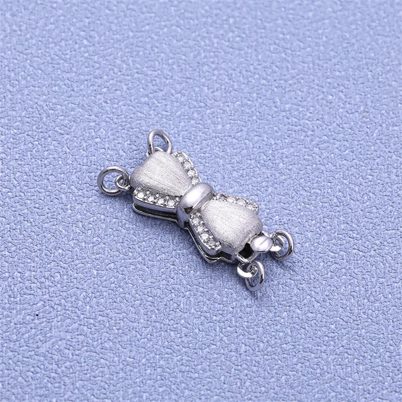 S925 Sterling Silver DIY Bow Knot Buckle Pearl Necklace Bracelet Connection