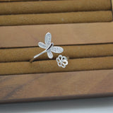 S925 Silver DIY Butterfly Pearl Ring Fittings