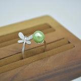 S925 Silver DIY Butterfly Pearl Ring Fittings
