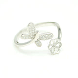 S925 Silver DIY Butterfly Pearl Ring Fittings