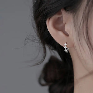 S925 Sterling Silver Daily Diamond Zircon Earrings Small Sense Japanese Style
