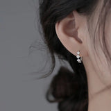 S925 Sterling Silver Daily Diamond Zircon Earrings Small Sense Japanese Style