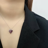 S925 Crystal Heart Colored Diamond Necklace & Clavicle Chain