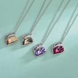 S925 Crystal Heart Colored Diamond Necklace & Clavicle Chain