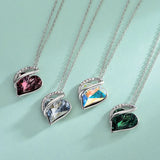 S925 Crystal Heart Colored Diamond Necklace & Clavicle Chain
