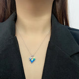 S925 Crystal Heart Colored Diamond Necklace & Clavicle Chain