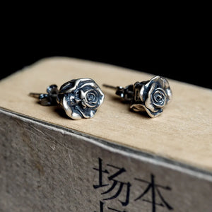 S925 Sterling Silver Dead Rose Old Earrings