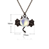 Dark Bat Moonstone Necklace Halloween Jewelry