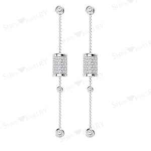 Sterling Silver Diamond Drop Earrings Cute Castle Jewelry Fairy Tales Wedding