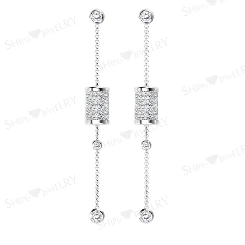Sterling Silver Diamond Drop Earrings Cute Castle Jewelry Fairy Tales Wedding