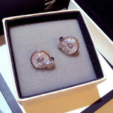 S925 Silver Diamond Stud Earrings for Women - Round Wedding Earrings