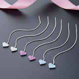 925 Silver Diamond Long Love Earrings Women's Versatile Silver Jewelry