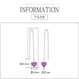 925 Silver Diamond Long Love Earrings Women's Versatile Silver Jewelry