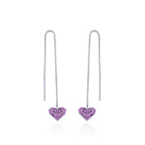 925 Silver Diamond Long Love Earrings Women's Versatile Silver Jewelry