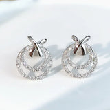 925 Silver Round Stud Earrings Bohemia Wedding Jewelry