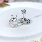 925 Silver Round Stud Earrings Bohemia Wedding Jewelry