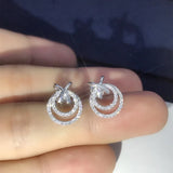 925 Silver Round Stud Earrings Bohemia Wedding Jewelry