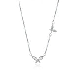 925 Sterling Silver Double Bow Fritillary Necklace