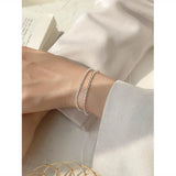 925 Sterling Silver Double Bracelet Beads Bangle for Women