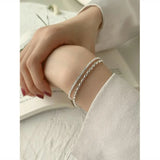 925 Sterling Silver Double Bracelet Beads Bangle for Women